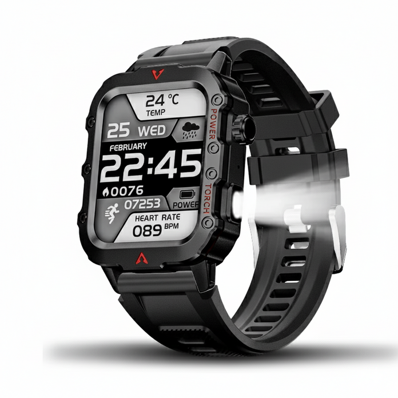 Montre connectée avec lampe torche LED et Bluetooth pour le suivi d'activité physique
