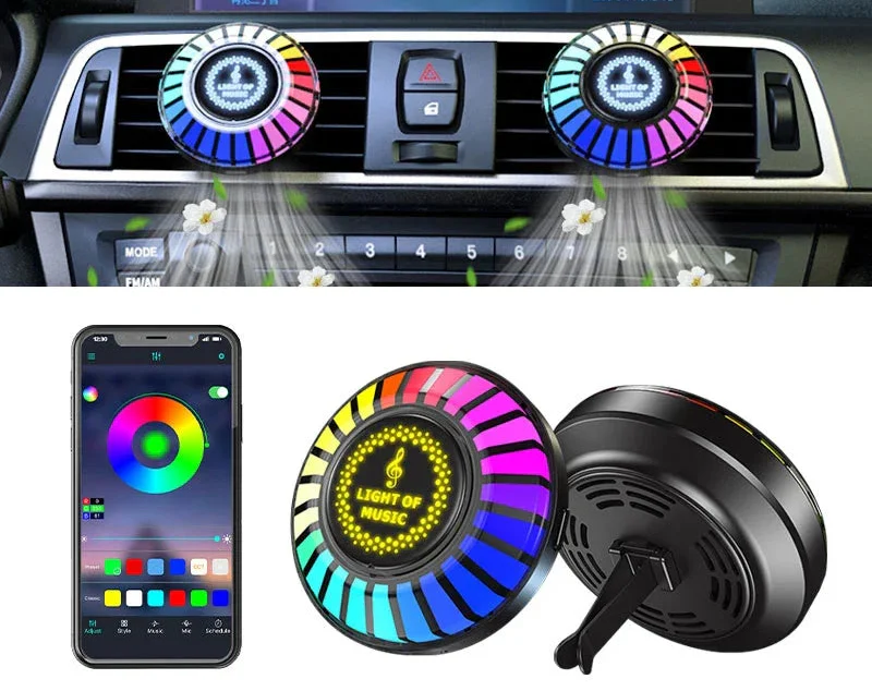 Désodorisant de voiture Bluetooth – Parfum et lumière d'ambiance